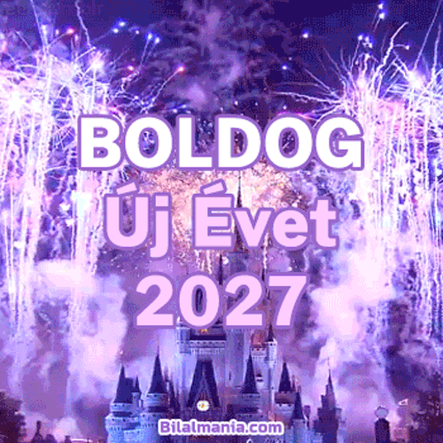Újévi gifek 2027 látványos kastély feletti tűzijátékkal