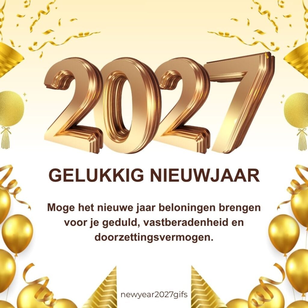 2027 Wensen Doorzettingsvermogen en Beloning met feestelijke nieuwjaarsdecoratie en beste wensen voor 2027