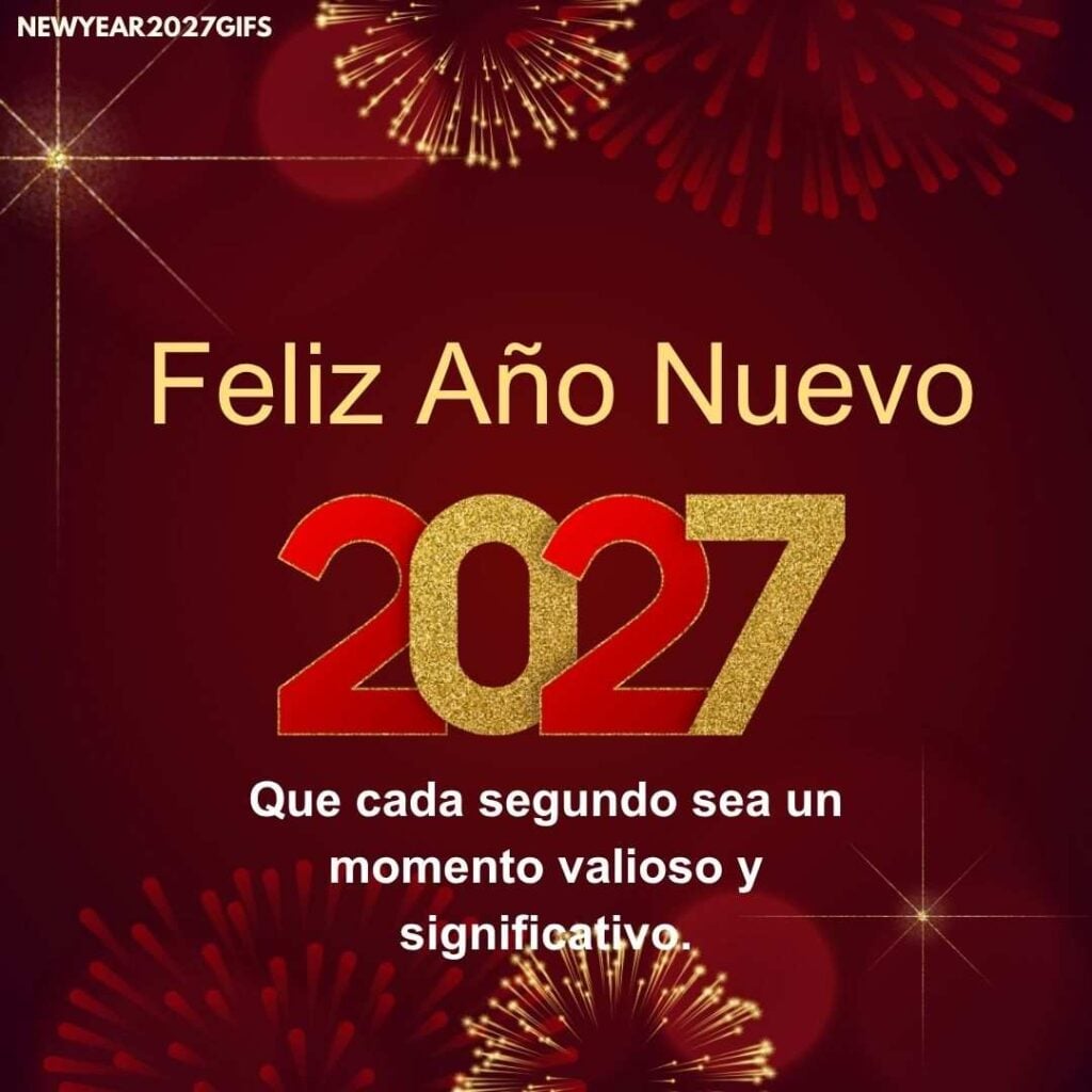 Feliz Ano Nuevo 2027 3 con decoraciones festivas y deseos de Año Nuevo 2027