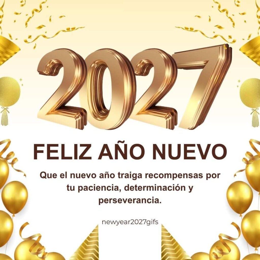 Feliz Ano Nuevo 2027 8 con decoraciones festivas y deseos de Año Nuevo 2027
