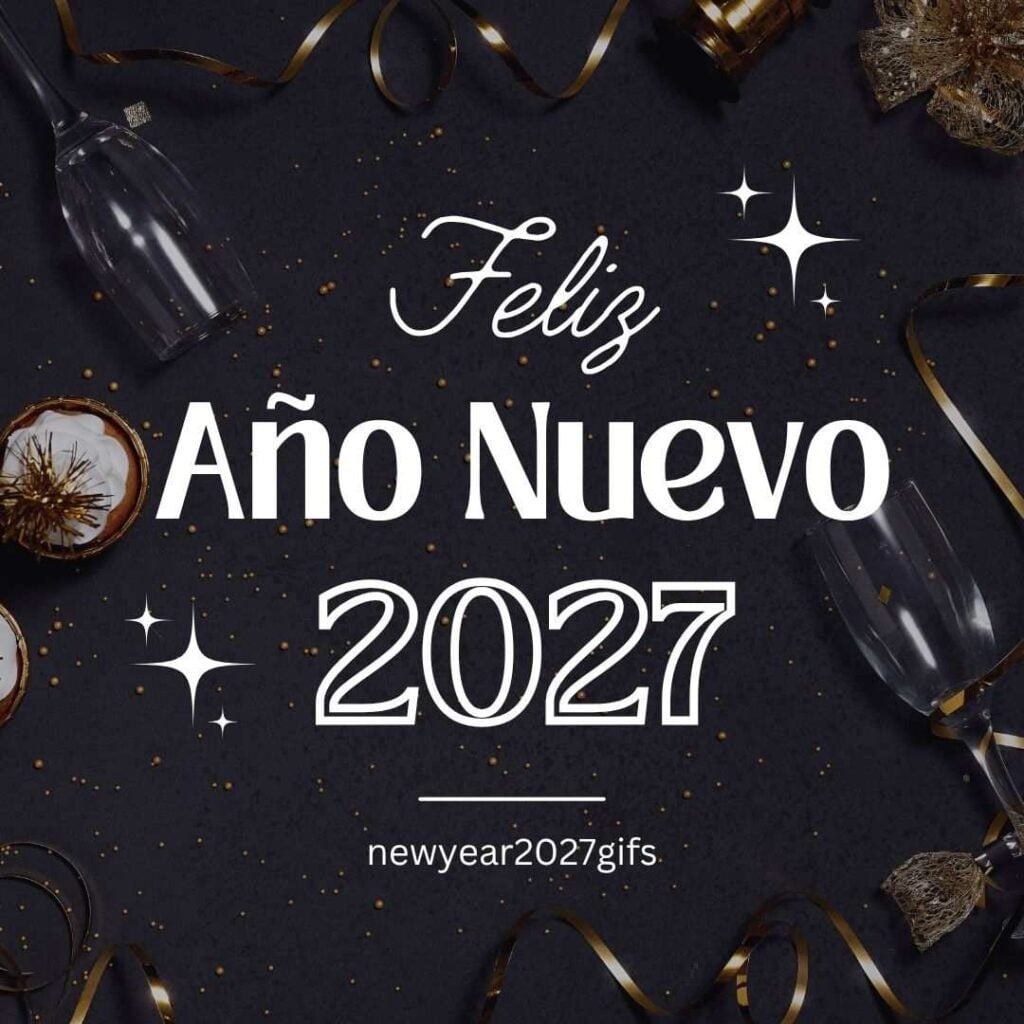 Feliz Ano Nuevo 2027 Imagenes 1 con decoraciones festivas y deseos de Año Nuevo 2027
