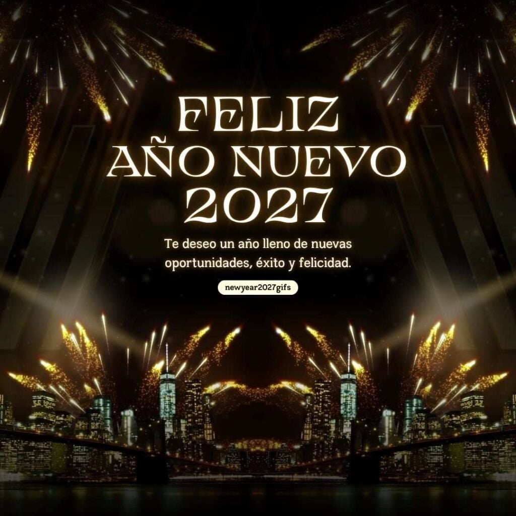 Feliz Ano Nuevo 2027 Imagenes Gratis 4 con decoraciones festivas y deseos de Año Nuevo 2027