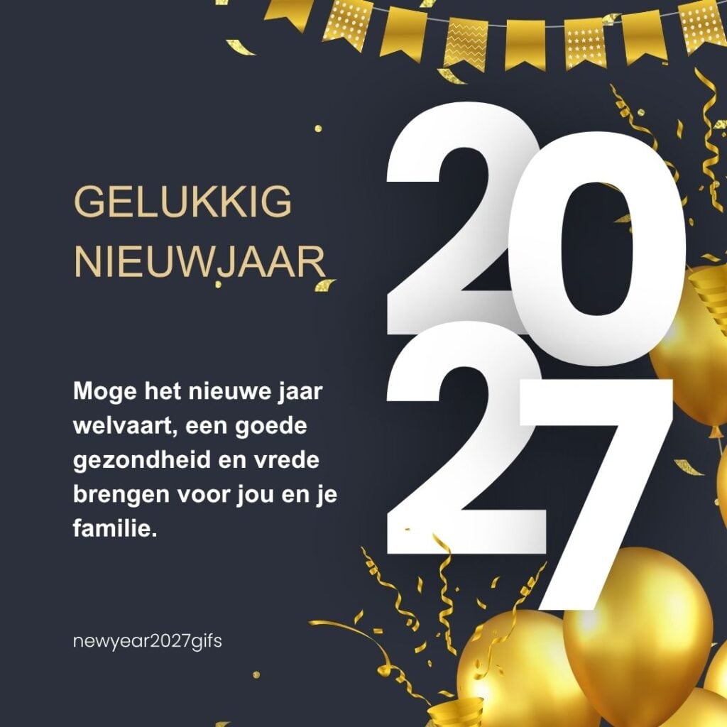 Fijne Jaarwisseling en een Gezond 2027 met feestelijke nieuwjaarsdecoratie en beste wensen voor 2027