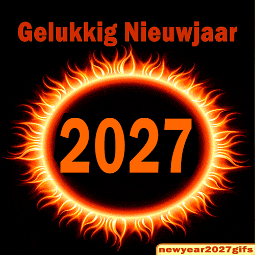 Gelukkig 2027 GIF vurig zonnewiel vol warmte en energie