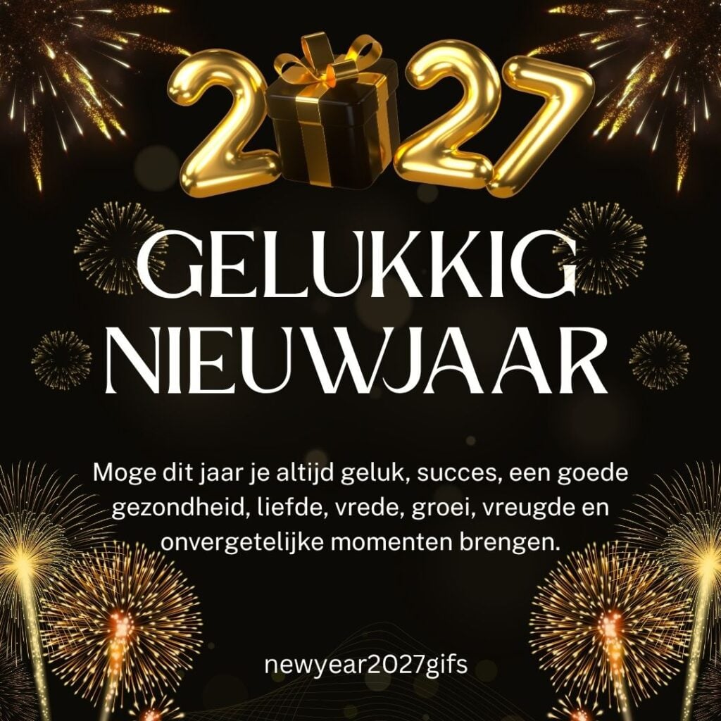 Gelukkig en Gezond Nieuwjaar 2027 met feestelijke nieuwjaarsdecoratie en beste wensen voor 2027