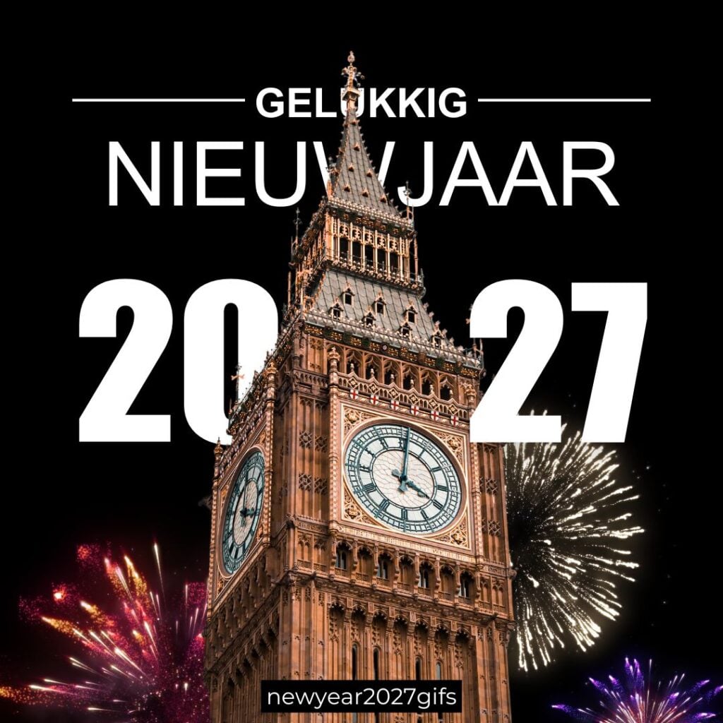 Gelukkig Nieuwjaar 2027 Afbeelding met feestelijke nieuwjaarsdecoratie en beste wensen voor 2027