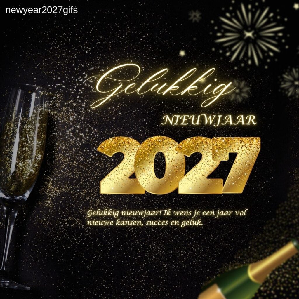 Gelukkig Nieuwjaar Nieuwe Kansen 2027 met feestelijke nieuwjaarsdecoratie en beste wensen voor 2027