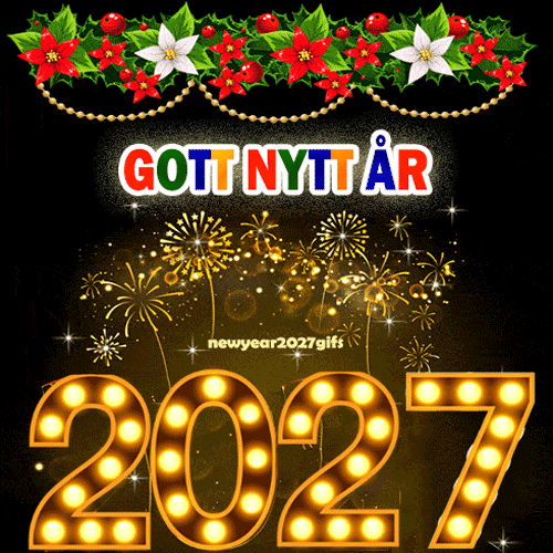 Gif gott nytt år 2027 upplysta 2027-glödlampor och guldgnistor