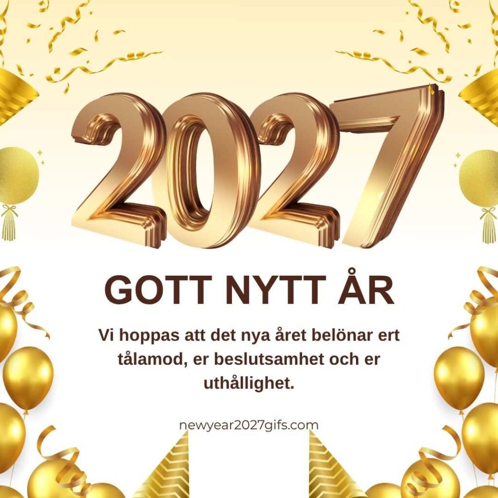 Gott Nytt Ar 2027 7 med festliga dekorationer och nyårsönskningar