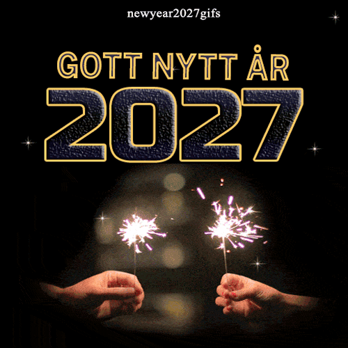 Gott nytt år 2027 gif två händer som håller sprakande tomtebloss