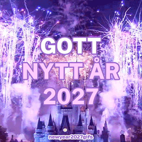 Gott nytt år 2027 gif gratis upplyst sagoslott med fyrverkeriexplosion