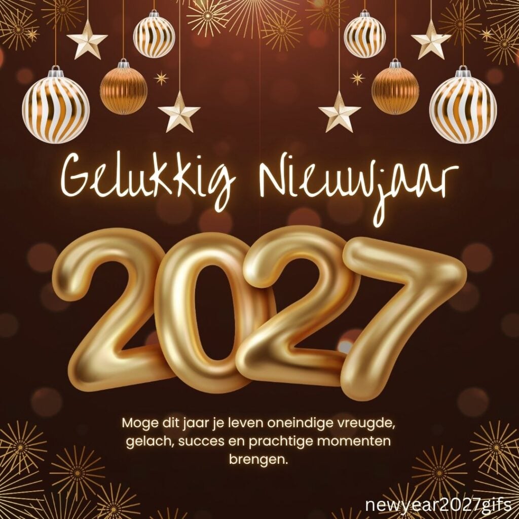 Mooie Wensen voor 2027 Vreugde en Gelach met feestelijke nieuwjaarsdecoratie en beste wensen voor 2027