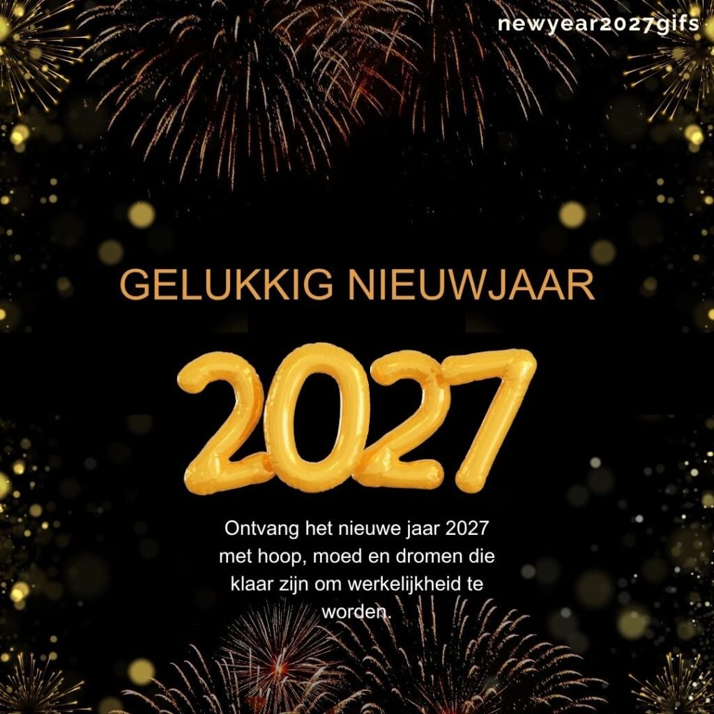 Nieuwjaarswens 2027 Hoop en Moed met feestelijke nieuwjaarsdecoratie en beste wensen voor 2027