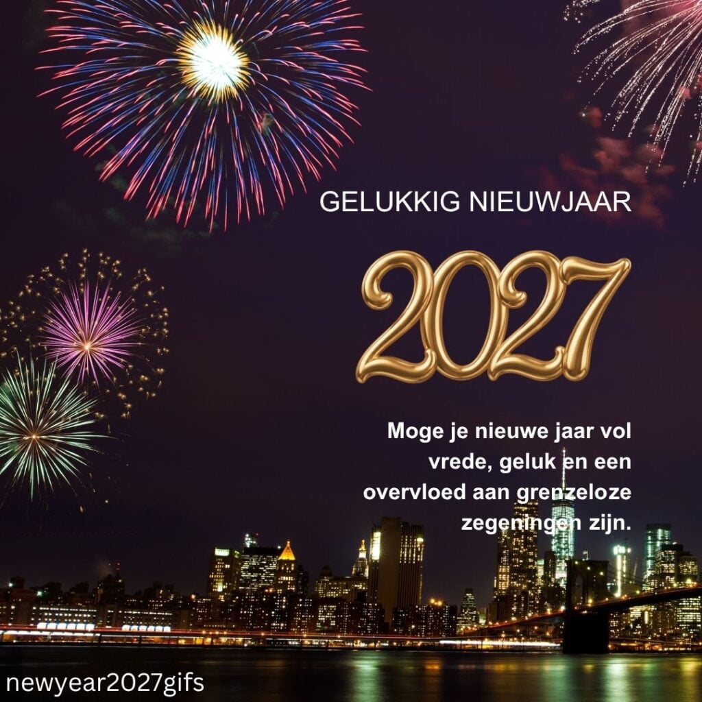 Nieuwjaarswensen 2027 Vrede en Welvaart met feestelijke nieuwjaarsdecoratie en beste wensen voor 2027