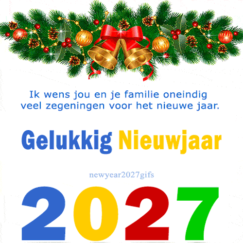 Nieuwjaarswensen 2027 GIF met hartverwarmende wensen en gouden glinstering