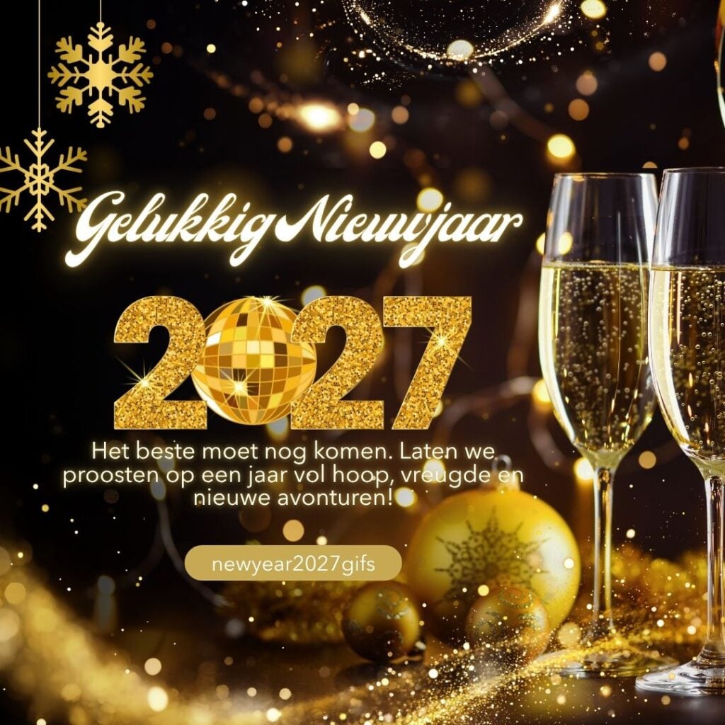 Proosten op het Nieuwe Jaar 2027 Toast met feestelijke nieuwjaarsdecoratie en beste wensen voor 2027