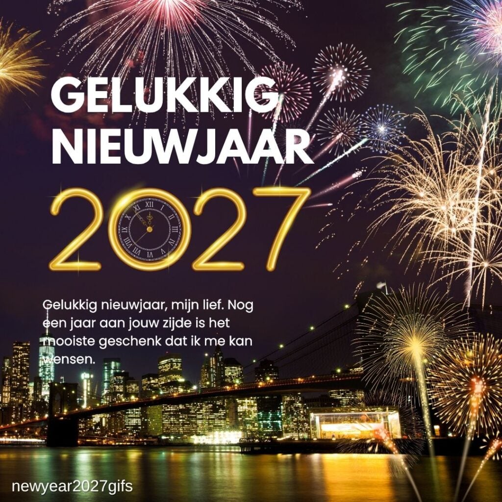 Romantische Nieuwjaarswensen 2027 Geliefde met feestelijke nieuwjaarsdecoratie en beste wensen voor 2027