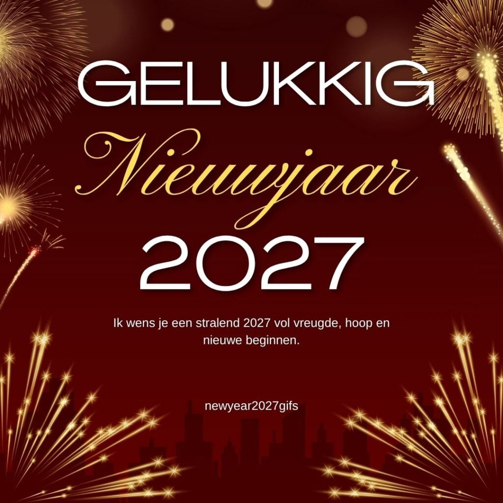 Stralend Gelukkig Nieuwjaar 2027 Kleurrijk met feestelijke nieuwjaarsdecoratie en beste wensen voor 2027